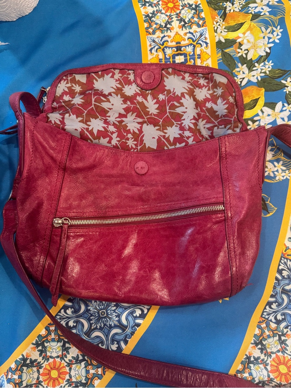 HOBO Raspberry Red Leather Shoulder Bag
